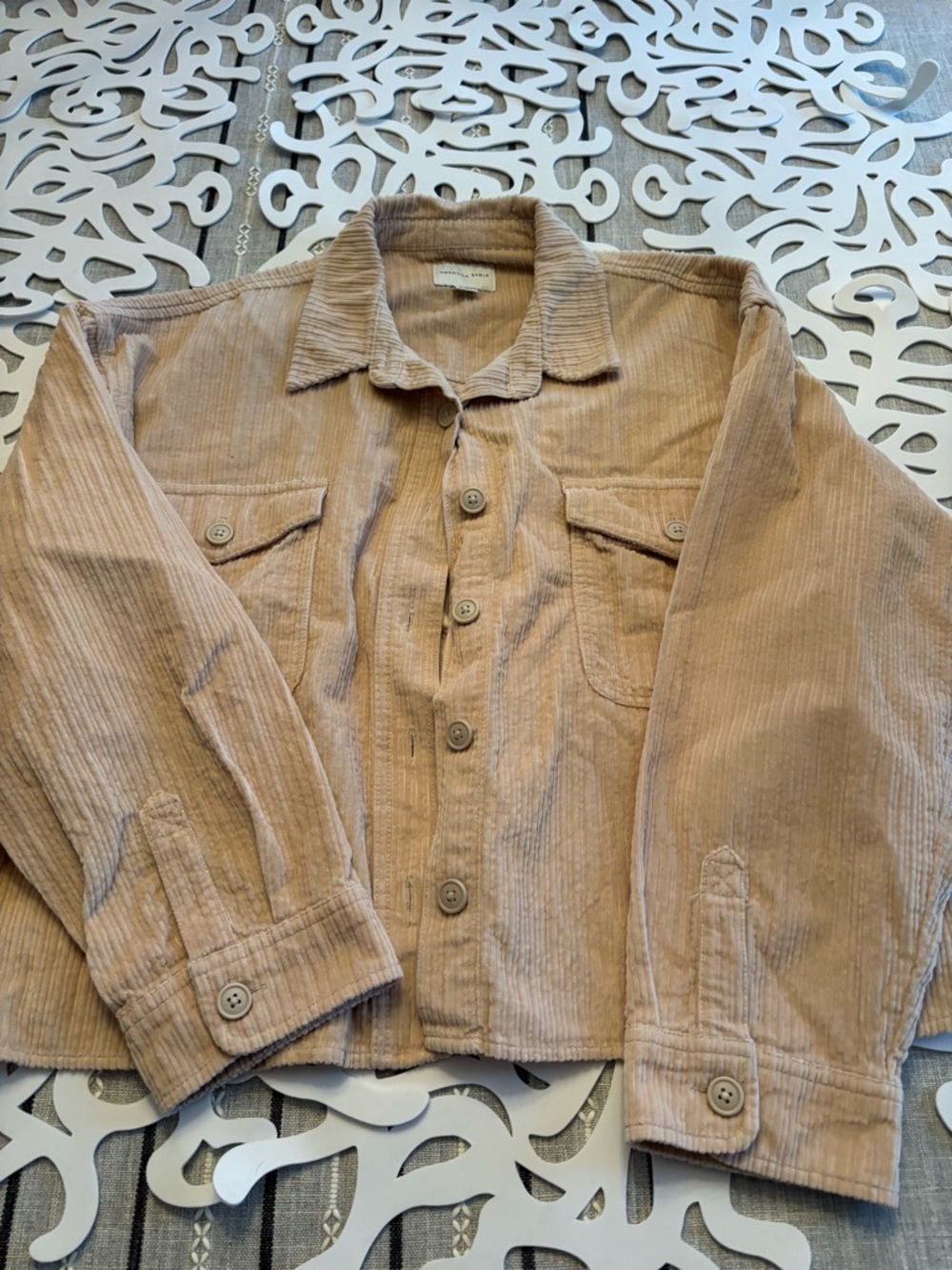 American Eagle Corduroy Shirt Jacket in tan color